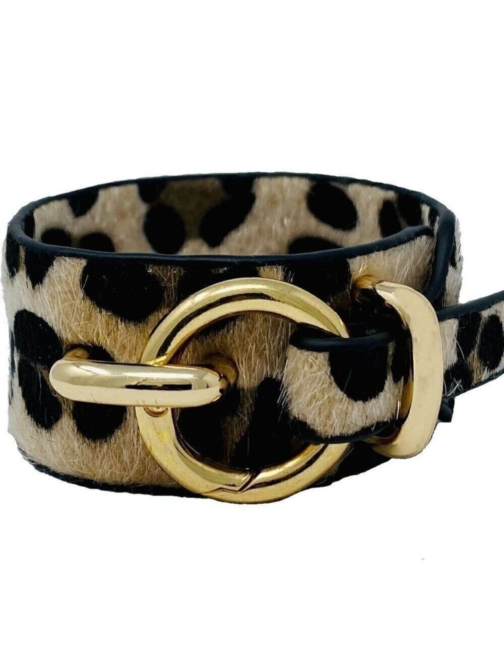 Faux Fur Leopard Print Cuff Bracelet & Gold fashion Buckle  Girls Night Out- NEW